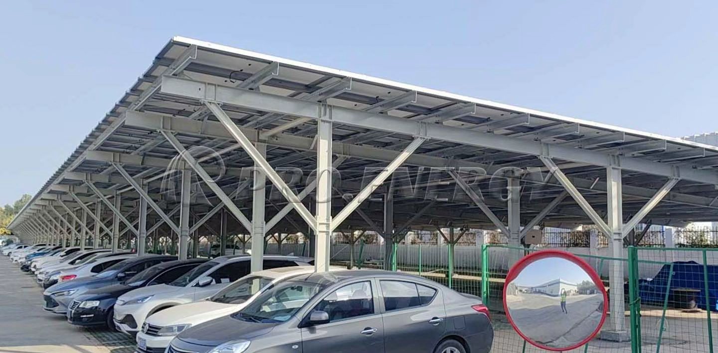 Soluzione di tettoia solare in acciaio al carbonio da 620 kW in Cina