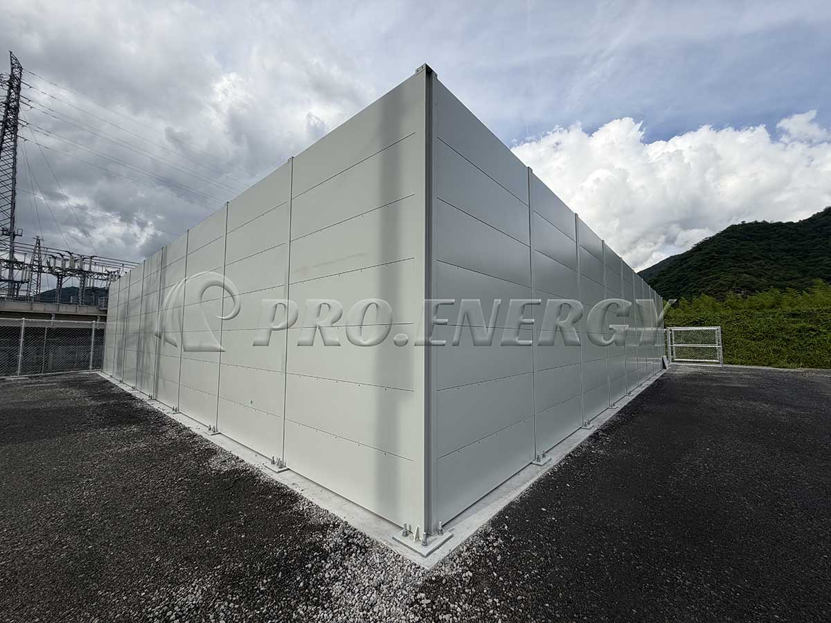 Industrial sound barrier wall for substation energy‑storage facility